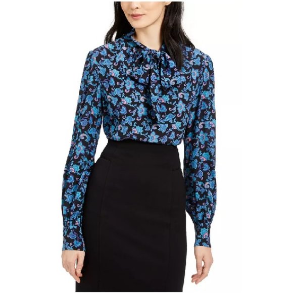 🎁 Nanette Lepore Floral-Print Silk Blouse